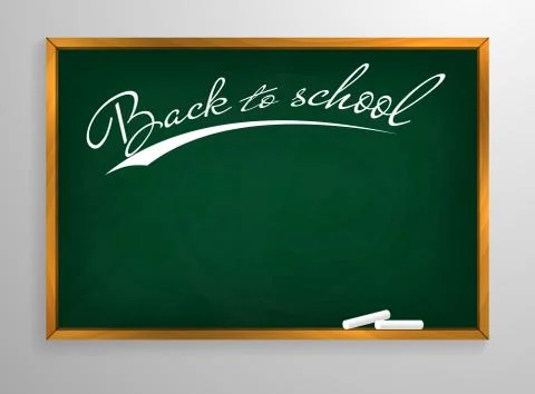 Back to schooll Blackboard background and wooden frame, rubbed out dirty chal Stock Illustration