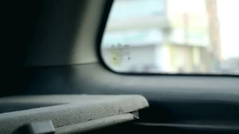 Back seat window in a moving car Video stock 80221009