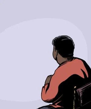 Back of Seated Man Stock Illustration