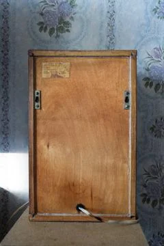 The back of the shelf speaker system is made of plywood. Column speaker 15AS- Stock Photos