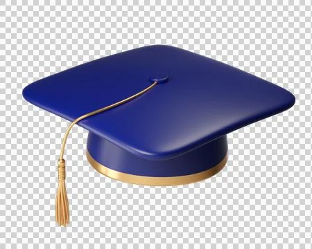 Back side of 3d blue Graduation cap with gold tassel Stock Illustration
