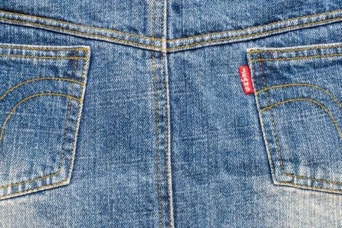 Back side of blue jeans Stock Photos