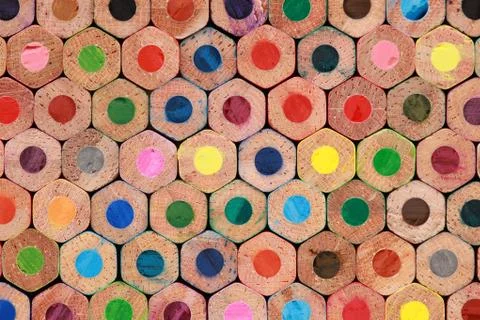 Back side of colored pencils Stock Photos