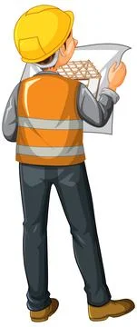 Back side of a construction worker Stock Illustration