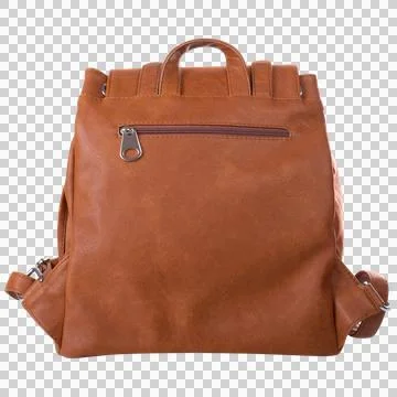 Back side of dark orange backpack isolated on transparent background Foto stock