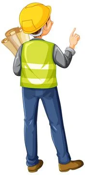 Back side of an engineer worker Stock Illustration