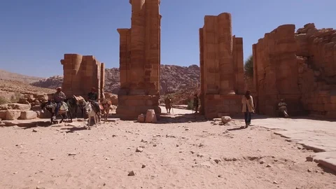Back side of the gate on Colonnaded Street. Petra. Jordan. DJI-0490-01 動画素材 102499233
