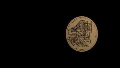 The back side of a gold bitcoin on a black background. 스톡 일러스트