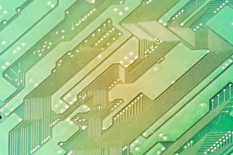 Back side of a green printed circuit board Stock Photos