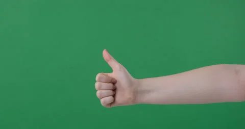 Back side of hand show thumbs up on green screen Video stock 149675427