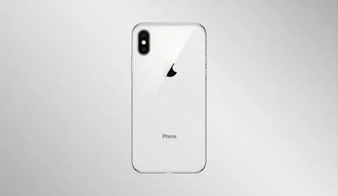 Back side of high quality new Phone X with camera on light background Stock Illustration