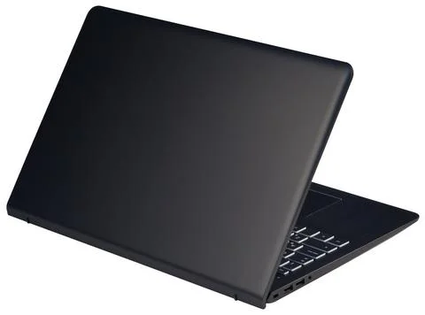 The back side of the laptop, isolated on white background. Stock Photos