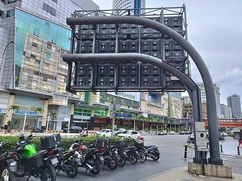 Back side of a large roadside advertising screen Stock Photos