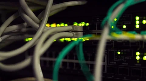 Back Side Of Modern Working Data Servers With Cables And Flashing Lights 스톡 동영상 56915216