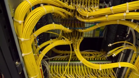 Back Side Of Modern Working Data Servers With Cables And Flashing LED Lights - Z Vidéo 57116884