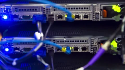 Back Side Of Modern Working Data Center - Tilt Down Vídeo Stock 58846901