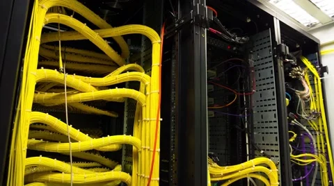 Back Side Of Modern Working Data Center - Tilt Down Video stock 58847814