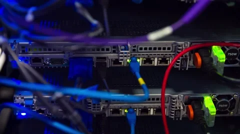 Back Side Of Modern Working Data Center Servers Видео 58944284