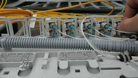 Back Side Of Modern Working Data Center Servers With Cables Stock Footage 126949537