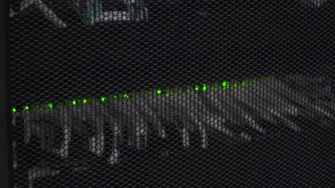 Back Side Of Modern Working Data Center Servers With Cables Stock Footage 131264596