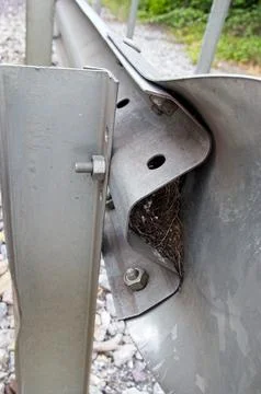 Back side of a safety guardrail Stock Photos