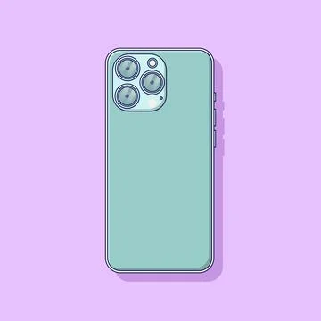 Back Side of Smartphone with Triple Cameras Vector Icon Illustration. Mobil.. 스톡 일러스트