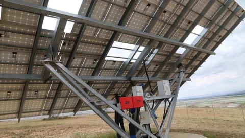 Back side of solar panel technology Stock Footage 123981181