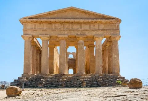 Back side of Tempio della Concordia in Agrigento Stock Photos