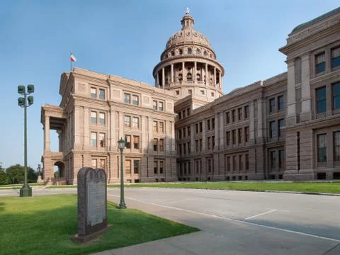 Back Side of Texas Capitol Building With Ten Commandments Stock Photos