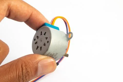 Back side view of a hand held step motor module. This module is used for elec Stock Photos