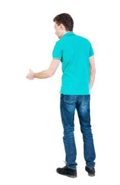 Back side view of man  in shirt handshake Stock Photos