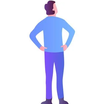Back side view on man vector icon isolated Stock Illustration