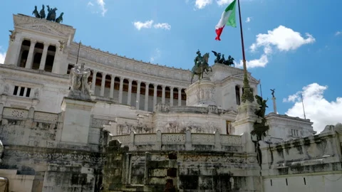 Back side view of marble equestrian statue of the first king of unified country Stock Footage 155353324