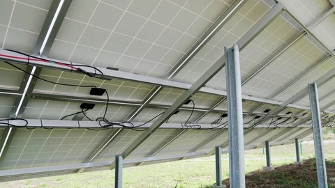 Back side view rows array of polycrystalline silicon solar cells or Stock Footage 113397440