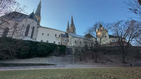 Back side view of Saint Wenceslas Cathedral in Olomouc Stock Footage 263483833