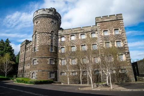 Back side view of scenic Stirling Old Town Jail building medieval style Stock Photos
