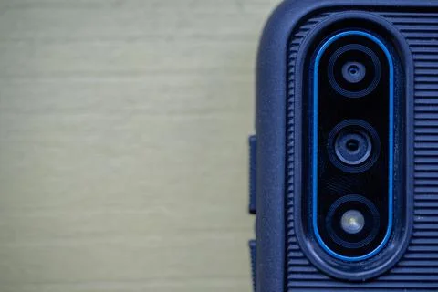 Back of a smartphone, with a group of cameras Stock Photos