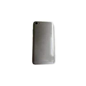 The back of the smartphone is silver on a white background Stock Photos