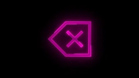 Back space cross symbol stroke icon glowing neon pink color animation Stock Footage 289386795