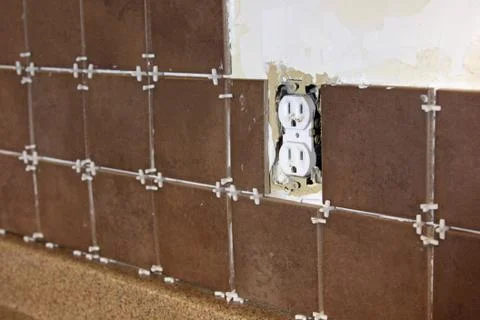 Back-splash Tiling Project Stock Photos