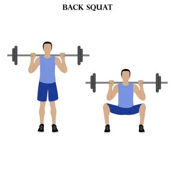 Back squat exercise strength workout vector illustration Stock Illustration