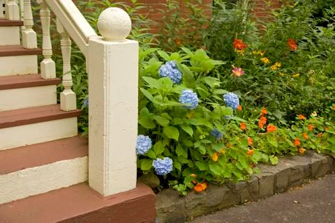 Back steps garden Stock Photos