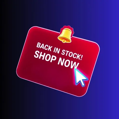 Back in stock notification badge for e-commerce product pages Video stock 343737020