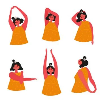 Back stretching Woman doing exercise for back pain Stock Illustration
