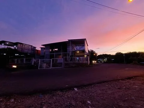 Back sunset in building Stock-Fotos