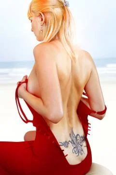 Back with tattoo Foto stock