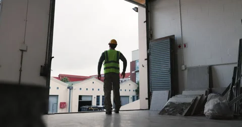 Back, thinking and man in building for construction, renovation planning or Stock Footage 342756886
