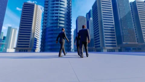The back of the three person team moving forward Stock Footage 196533796