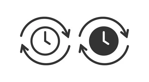 Back time o'clock icon. Refresh time symbol. Sign app button vector flat. Ilustración de archivo