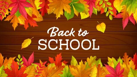 Back top school board banner, autumn season leaves Stock-Illustration